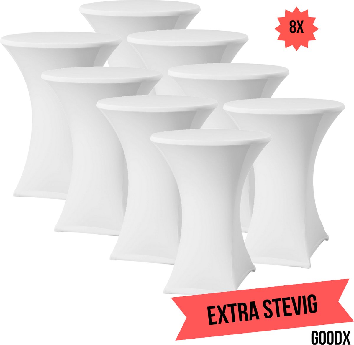   Statafelrok Wit 8x – ∅80-85 x 110 cm – Stretch 8 stuks –   voor Statafel - Geschikt voor feesten en partijen | Sta Tafel Hoes | Staantafelhoes | Cocktailparty